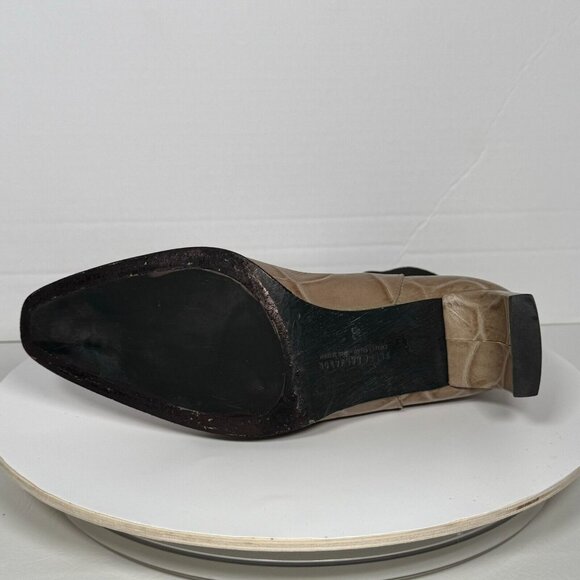 Freda Salvador Chelsea Ankle Boot Bootie Beige Embossed Croc Size 10 Leather - Picture 7 of 11